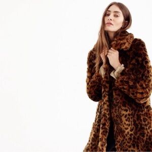 J. Crew Brown Leopard Print Pea Coat